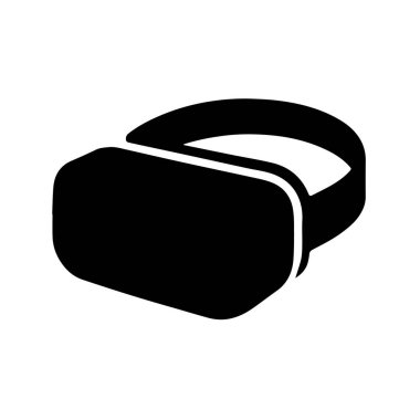 Beyaz arka planda izole edilmiş sanal gerçeklik kulaklığının siyah silueti.