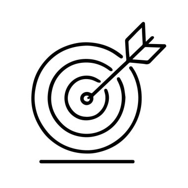 Merkezinde ok olan hedef, bir hedefi ya da başarıyı temsil ediyor, beyaz arka planda izole edilmiş.
