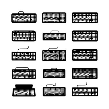 Collection of various computer keyboard icons, isolated on white background