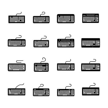 Collection of various computer keyboards isolated on white background