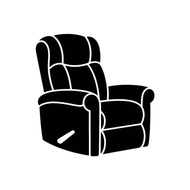 Black recliner chair with white outline isolated on white background