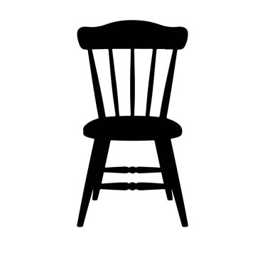 Silhouette of a classic wooden chair isolated on white background
