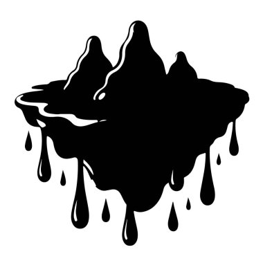 Abstract silhouette of melting mountains or islands, isolated on white background