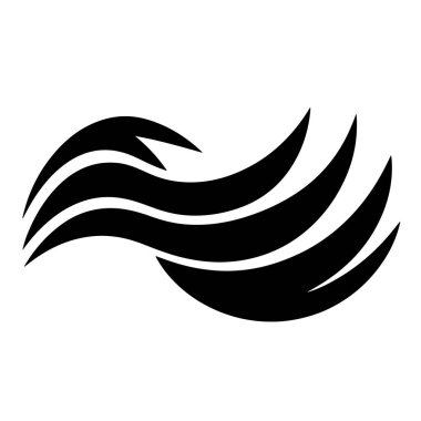 Abstract black wavy lines forming a dynamic flowing shape, isolated on white background