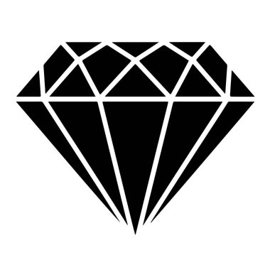 Beyaz arka planda izole edilmiş parlak siyah bir elmas, zenginliğin, lüksün ve sonsuz güzelliğin sembolü.