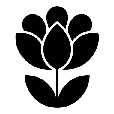 Yuvarlak yaprakları ve yaprakları olan stilize bir çiçek. Beyaz arka planda izole edilmiş. Çiçek tasarımları için mükemmel.