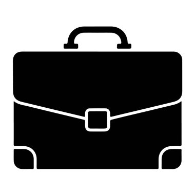 İş ve finans kavramı tasarım elementi için beyaz zemin üzerine izole siyah evrak çantasının silueti