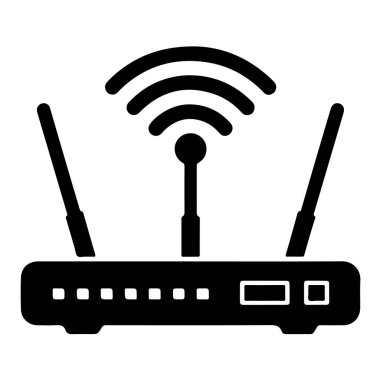 Beyaz arkaplanda izole edilmiş antenli kablosuz yönlendirici, aygıtlara internet erişimi sağlıyor