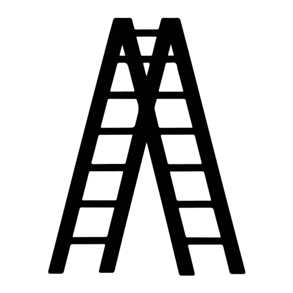 Beyaz arka planda izole edilmiş siyah bir merdiven tasviri, basit bir tasarımda inşaat, erişim ve yüksekliği temsil ediyor.