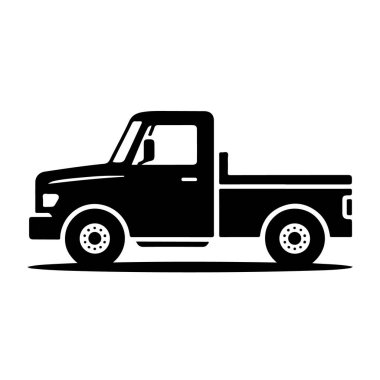 Taşıma ve teslimat hizmeti konsepti için beyaz arkaplanda izole edilmiş siyah bir kamyonet tasviri