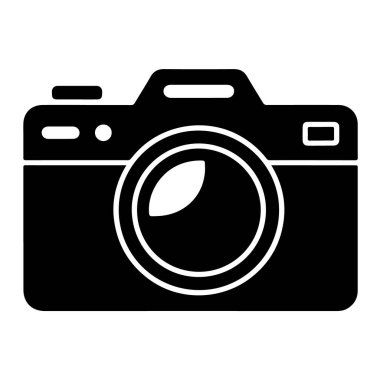 Fotoğraf, görüntü yakalama ve görsel medyayı basit ve modern bir şekilde temsil eden beyaz arkaplanda izole edilmiş kamera simgesi