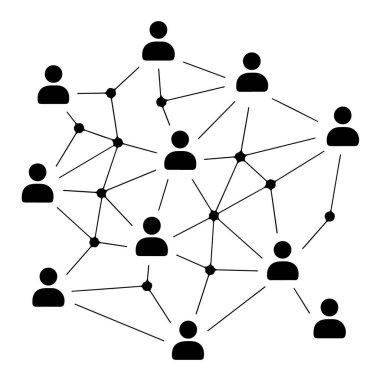 Beyaz arkaplanda izole edilmiş sosyal ağ bağlantısı, küresel iletişimi ve birbirine bağlılığı gösteriyor