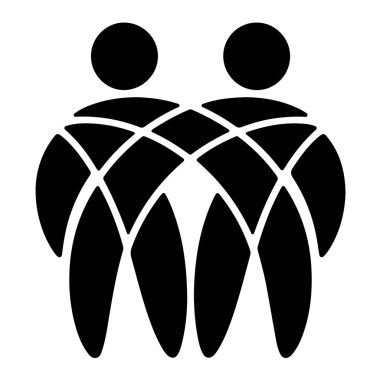 Beyaz arka plan basit illüstrasyon üzerinde izole edilmiş birlik, işbirliği ve topluluğu sembolize eden soyut insan simgesi