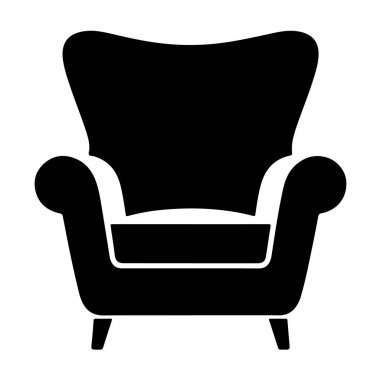 Klasik bir arka koltuk silueti, beyaz arka planda izole edilmiş, konfor ve ev dekorunu temsil ediyor.