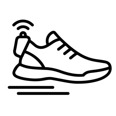 Koşu sırasında veya diğer spor dallarında takip etkinliği ve performansı için beyaz arkaplanda izole edilmiş sensörlü akıllı ayakkabı