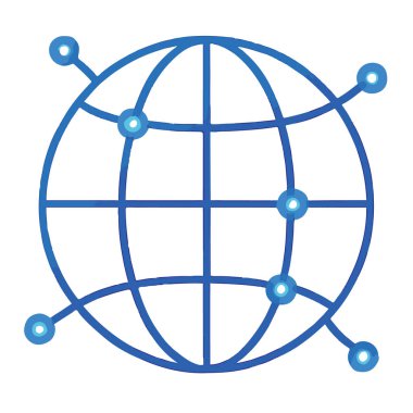 Dünya çapında bağlantı ve internet ve teknoloji için iletişim sembolü üzerine küresel ağ simgesi izole edildi