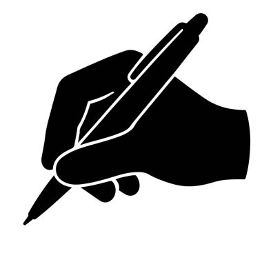 Beyaz arkaplanda el ele tutuşma sembolü yazma, belge imzalama ve iş dünyasında not alma.