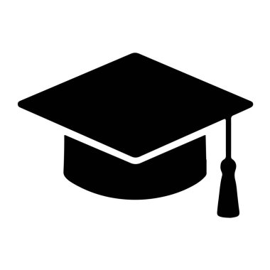 Mezuniyet başlığı simgesi, ana hat vektör işareti, beyaz arkaplan sembolünde izole edilmiş doğrusal biçim piktogramı, logo illüstrasyonu