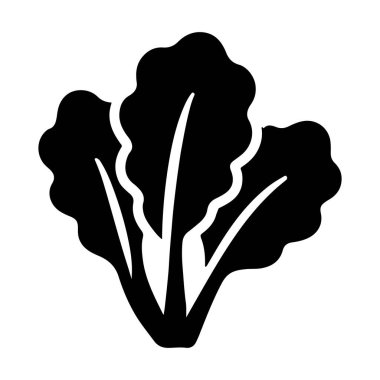 Beyaz arka planda izole edilmiş bir marul tasviri, sıklıkla salatalarda kullanılan yeşil yapraklı bir sebze, siyah renkli.