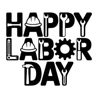 Tebrik kartı, afiş ve poster tasarımı için beyaz arkaplanda izole edilmiş inşaat araçlarıyla mutlu çalışma günleri.