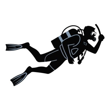 Şnorkel ve hava tankıyla yüzen bir dalgıcın silueti.