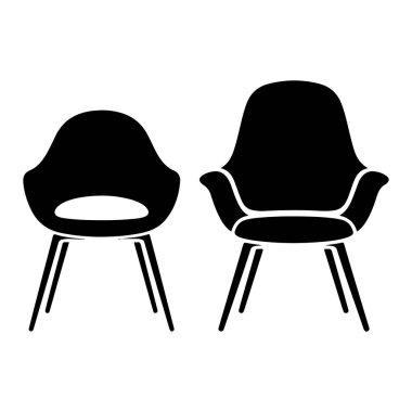 İki siyah orta çağ modern koltuk silueti