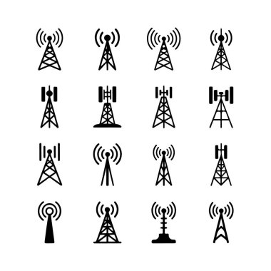 Çeşitli telekomünikasyon kulesi simgelerinin toplanması