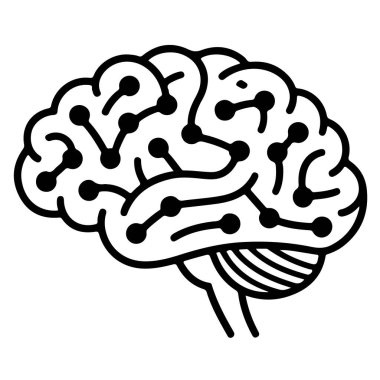 Birbirine bağlı düğümlerle insan beyninin stilize edilmiş çizimi