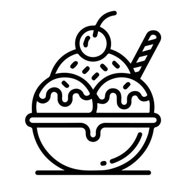 Kirazlı ve gofretli dondurma, beyaz arka planda izole edilmiş.