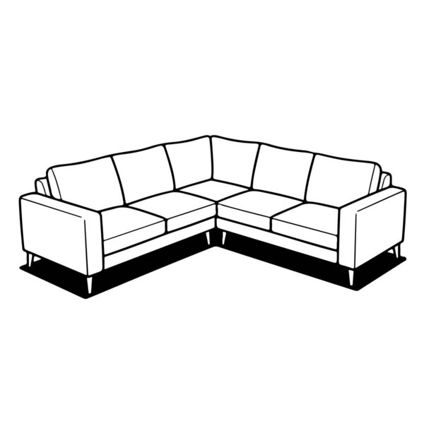 Modern sectional sofa, a comfortable seating arrangement for living room furniture isolated on white background