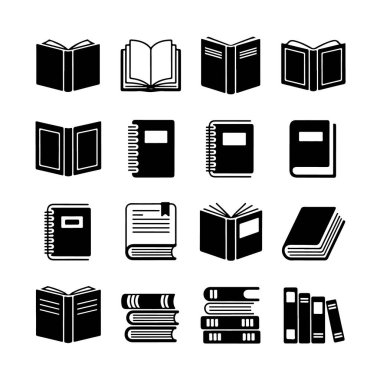 Açık ve kapalı kitap simgelerinin koleksiyonu