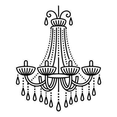 Bir avizenin zarif siyah beyaz çizgisi.