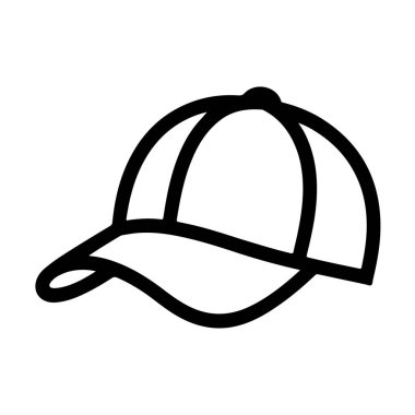 Beyzbol şapkasının basit bir siyah beyaz çizimi, izole edilmiş...