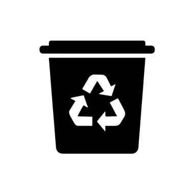 Beyaz arka planda izole edilmiş çevre koruma ve atık yönetimini vurgulayan, geri dönüşüm sembollü bir geri dönüşüm kutusu