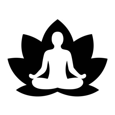 Nilüfer çiçeğinin üzerinde meditasyon yapan biri beyaz arka planda izole edilmiş.