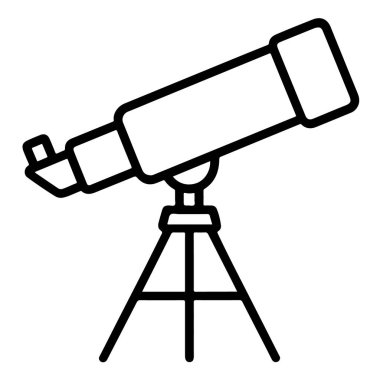 Beyaz arka planda izole edilmiş siyah beyaz bir teleskop tasviri astronomi meraklıları için mükemmel.