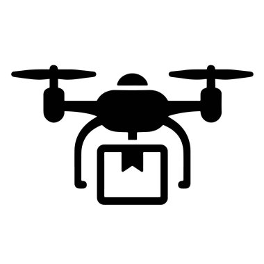 İnsansız hava aracı teslimatı beyaz zemin üzerinde izole edilmiş. Teslimat için bir kutusu olan modern insansız hava aracı.