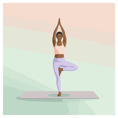 Yoga yapan bir kadın paspasın üzerinde poz veriyor, yumuşak bir geçmişi var, sağlığını ve denge teknolojisini destekliyor.