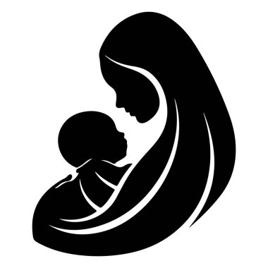 Anneliğin bir sembolü olarak kucağında bebek tutan annenin silueti.