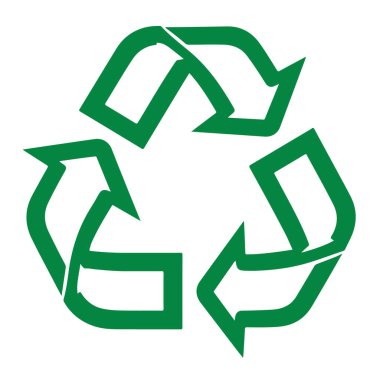 Yeşil evrensel geri dönüşüm işaretinde ambalaj için geri dönüşüm sembolü