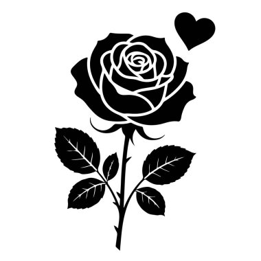 Kalpli siyah gül çiçeği, vektör illüstrasyonu