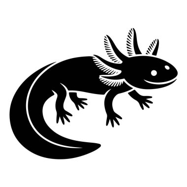 Yaratıcı projeler için siyah-beyaz axolotl çizimi