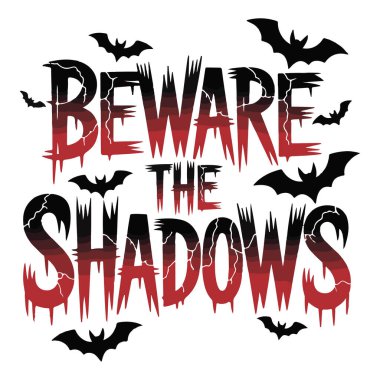 Cadılar bayramı için yarasalarla gölgelerin tipografisine dikkat et.