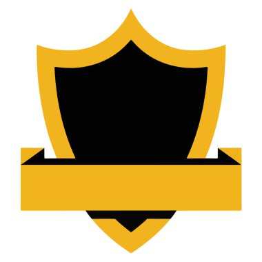Logo veya rozet tasarımı için pankartı olan Altın Kalkan amblemi