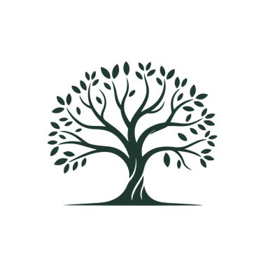 Doğayı ve büyümeyi temsil eden bir ağacın silüeti.