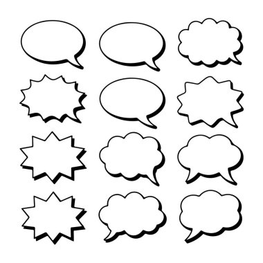 Farklı şekillerde el çizimi konuşma baloncukları koleksiyonu