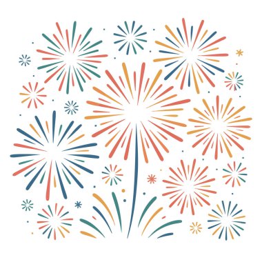 Kutlama ve şenlik için renkli havai fişek gösterimi