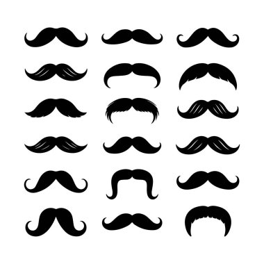 Klasik tasarım kullanımı için bıyık siluetleri koleksiyonu