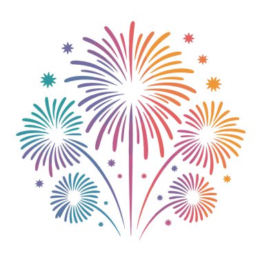 Canlı bir havai fişek gösterisi, her projeye şenlikli bir dokunuş eklemek için mükemmel. Kutlamalar, partiler ve özel etkinlikler için ideal. Beyaz arkaplanda izole.