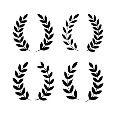 Beyaz arka planda dört defne çelengi, zaferi, başarıyı ve onuru simgeliyor. Ödüller, logolar ve dekoratif tasarım unsurları için mükemmel..